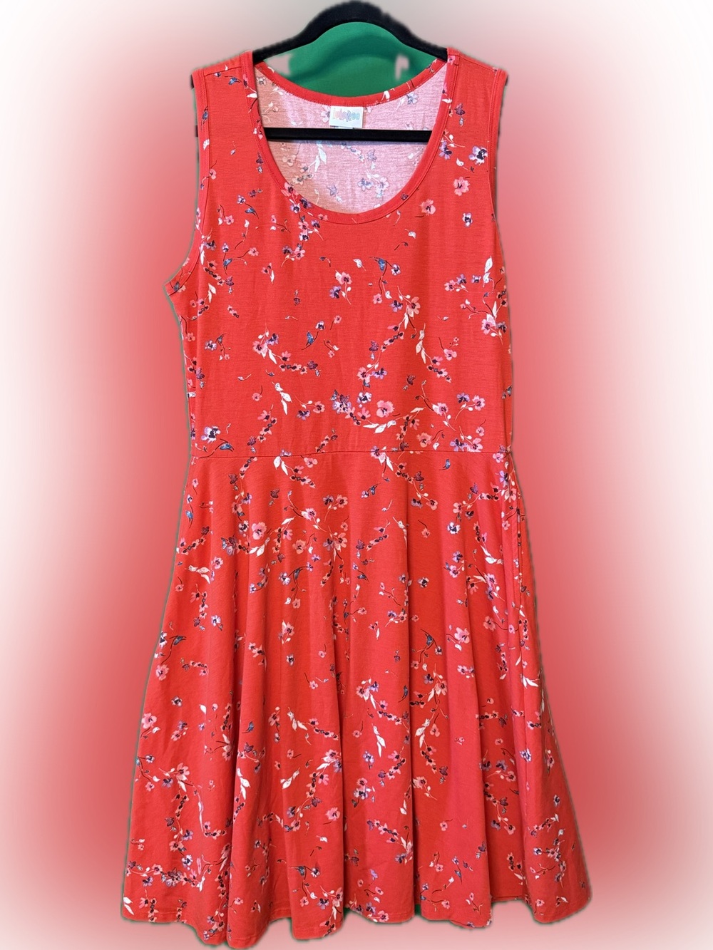 Sleeveless Red Floral Fit & Flare Dress
